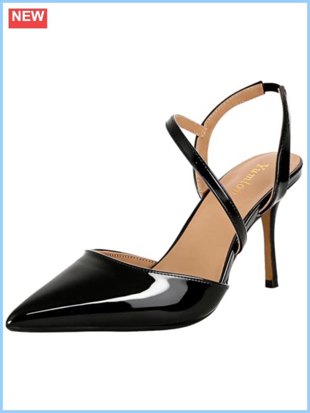 Patent Leather Slingback Stiletto Heels Pointed Toe Pumps Wedding Party